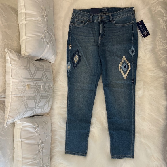 NWT Chaps Blue Jeans/Embroidered/Slimming Fit/Slim Leg - Picture 3 of 16